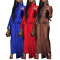 Fashionable high neck belt tied dress, long skirt