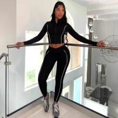 Autumn and winter new hourglass shaped jacket tight pants two-piece set