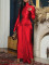Fashionable high neck belt tied dress, long skirt