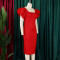 Fashionable solid color flying sleeve temperament professional hip hugging skirt