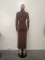 Fashionable high neck belt tied dress, long skirt