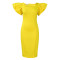 Fashionable solid color flying sleeve temperament professional hip hugging skirt