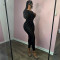 New temperament printed sexy backless tight jumpsuit