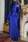 Fashionable high neck belt tied dress, long skirt
