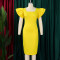 Fashionable solid color flying sleeve temperament professional hip hugging skirt