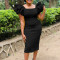 Fashionable solid color flying sleeve temperament professional hip hugging skirt