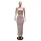 Fashionable women's sexy strapless, diamond hot stamping, hip hugging long skirt two-piece set