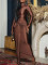 Fashionable high neck belt tied dress, long skirt
