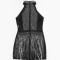 Sexy sleeveless milk silk patchwork polyester mesh hot stamping tassel dress short skirt