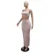 Fashionable women's sexy strapless, diamond hot stamping, hip hugging long skirt two-piece set