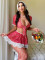 Sexy lingerie lace polka dot seduction top short skirt thong three piece set explosive