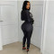 Long sleeved jumpsuit with hot stamping and tight fitting, fashionable nightclub women's clothing