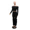 Long sleeved one shoulder top, slim fit long pants, hairy two-piece set