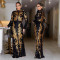 Fashionable sequined long sleeved skirt with wrapped buttocks and fish tail, slim fit long skirt