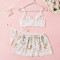 Sexy lingerie lace floral bra short skirt thong three piece set