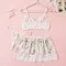 Sexy lingerie lace floral bra short skirt thong three piece set