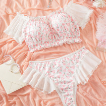 Sexy lingerie set, sexy and seductive printed chest wrapped thong two-piece set