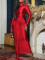 Fashionable high neck belt tied dress, long skirt
