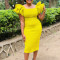 Fashionable solid color flying sleeve temperament professional hip hugging skirt