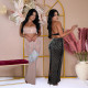 Fashionable women's sexy strapless, diamond hot stamping, hip hugging long skirt two-piece set