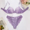 Sexy lingerie lace hollow out perspective gathering bra shorts two-piece set