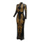 Fashionable sequined long sleeved skirt with wrapped buttocks and fish tail, slim fit long skirt