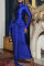Fashionable high neck belt tied dress, long skirt