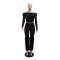 Long sleeved one shoulder top, slim fit long pants, hairy two-piece set