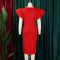 Fashionable solid color flying sleeve temperament professional hip hugging skirt