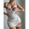 Sexy lingerie lace perspective seduction embroidery nightgown thong two-piece set new