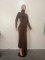 Fashionable high neck belt tied dress, long skirt