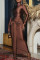 Fashionable high neck belt tied dress, long skirt