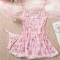 Sexy and erotic sleepwear with lace see through print, tempting nightgown and thong two-piece set for women