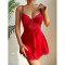 Sexy lingerie, sleepwear, Valentine's Day velvet nightgown, thong two-piece set, camisole skirt