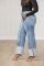 Women's solid color washed pants with folded legs and hip hugging long jeans in stock