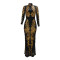 Fashionable sequined long sleeved skirt with wrapped buttocks and fish tail, slim fit long skirt
