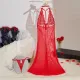 Sexy lingerie lace perspective seductive long skirt women's sleepwear thong two-piece set