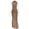 Spring new spicy girl round neck hip hugging long dress, fashionable and sexy slim fit sleeveless dress