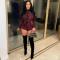 Nightclub style sexy tight fitting houndstooth long sleeved jumpsuit shorts