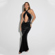 Ladies' backless long skirt sexy halter strap lace sleeveless slim fit dress