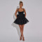 New women's slim fit dress with suspender, strapless, shiny silk bow, slim fit A-line skirt