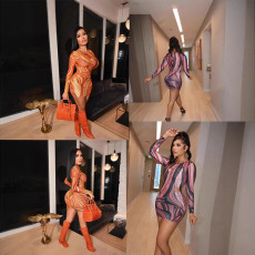 Fashionable and sexy hollow valley abstract dress