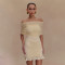 Women's sexy off shoulder dress, European and American sexy strapless slim fit with ruffled edges and hip hugging skirt
