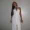New neck hanging deep V-backless long skirt with flower slit and slim fit spring dress