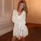 Hot selling patchwork ruffle edge slim fit short skirt, fashionable and sexy V-neck strap women's dress