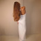 New neck hanging deep V-backless long skirt with flower slit and slim fit spring dress