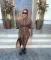 Fashion women's brown two-piece set, sexy tight pants, long sleeved two-piece set
