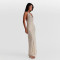 French polka dot suspender collar dress cross-border new fashionable and sexy sleeveless chiffon backless long dress