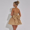 New women's slim fit dress with suspender, strapless, shiny silk bow, slim fit A-line skirt