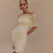 Women's sexy off shoulder dress, European and American sexy strapless slim fit with ruffled edges and hip hugging skirt